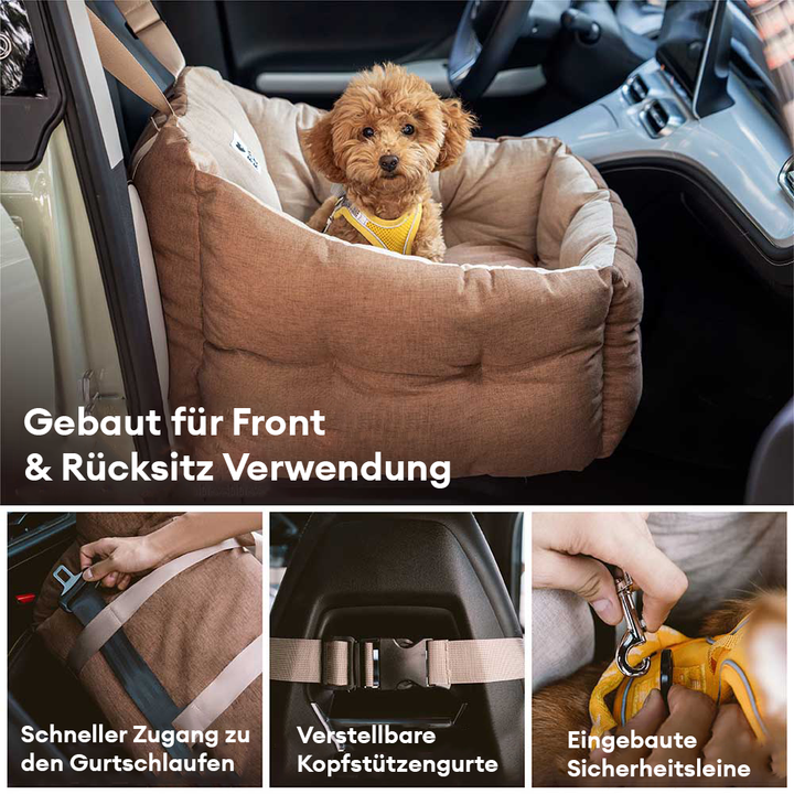 Haustier Autositz für kleine bis mittelgroße Hunde, sicheres und weiches Reisebett im Auto.