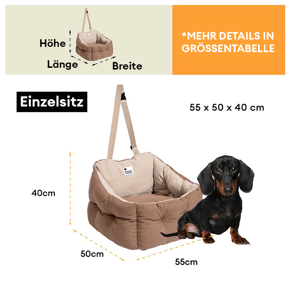 Komfortables Hundeautositzbett, wasserdicht und strapazierfähig, perfekt für lange Autofahrten.