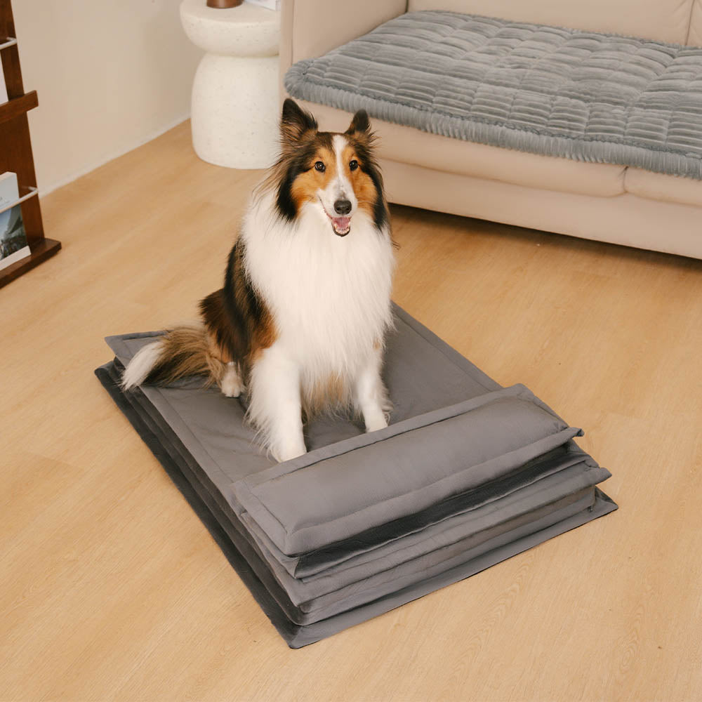 Tiefschlaf Hundebett, orthopädisch & waschbar. Anti-Angst Design für maximale Entspannung.