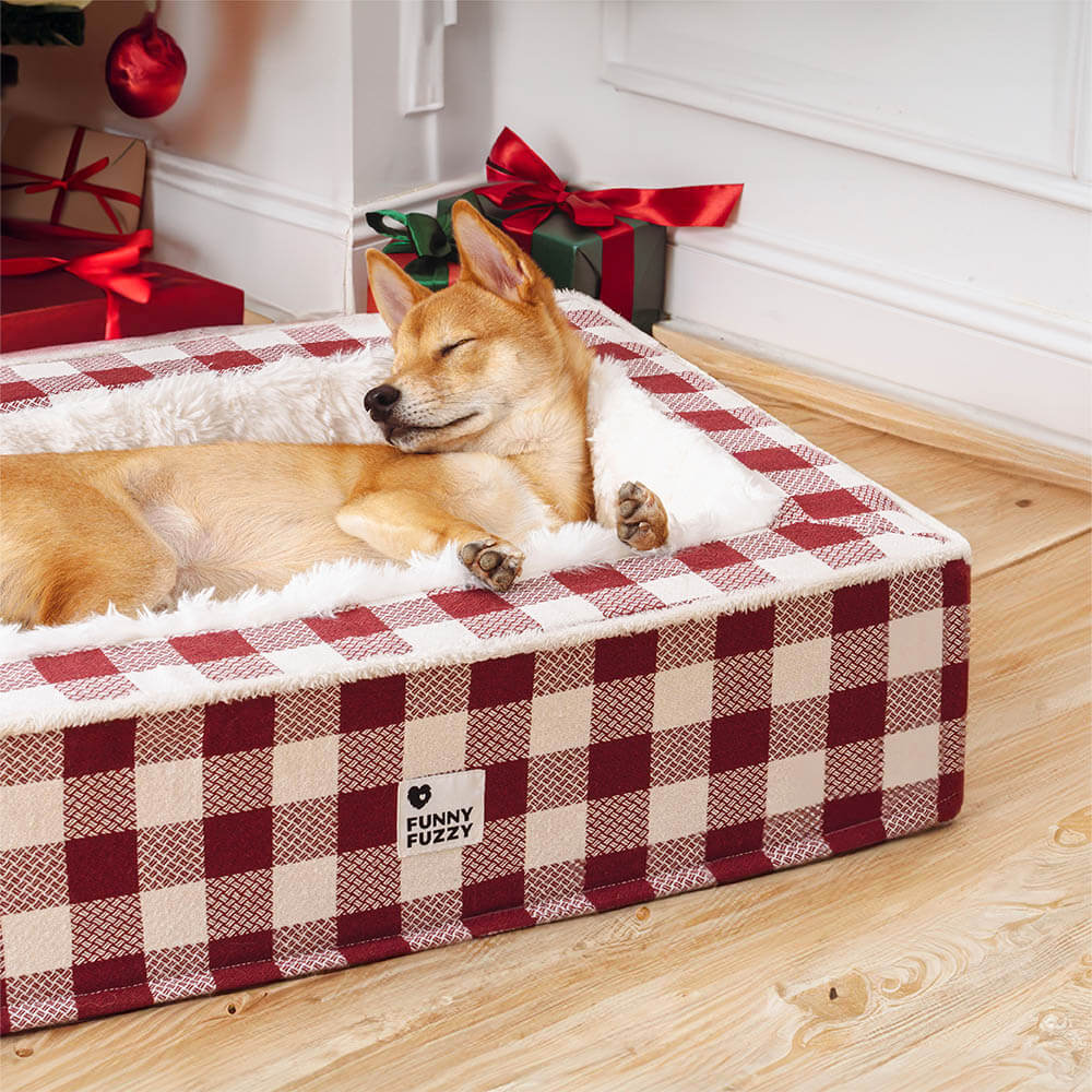 Weiches Tierbett Schottenmuster für Hunde, Komfort & Erholung, maschinenwaschbar.