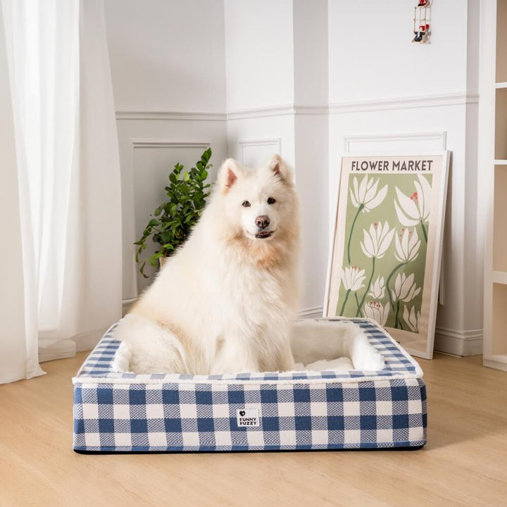 Großes, waschbares Hundebett, schottisches Design, hohe Seiten für Geborgenheit.