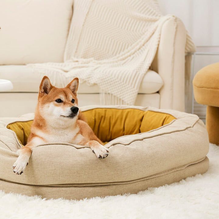 Weicher Polyester Donut-Hundebettbezug, waschbar für optimalen Komfort und einfache Pflege.