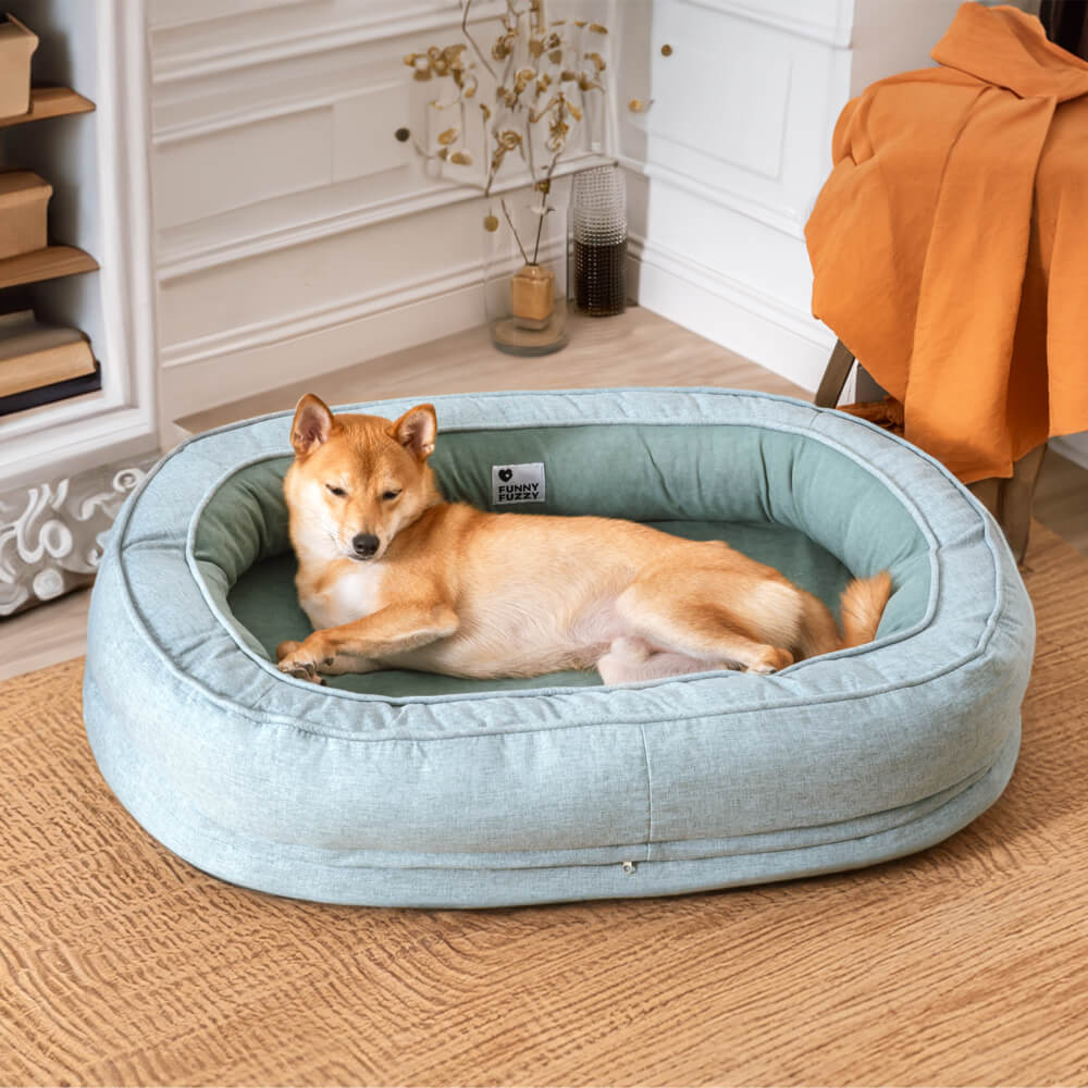 Leicht zu reinigender Hundebettbezug Donutform, Polyester, hygienisch und strapazierfähig.
