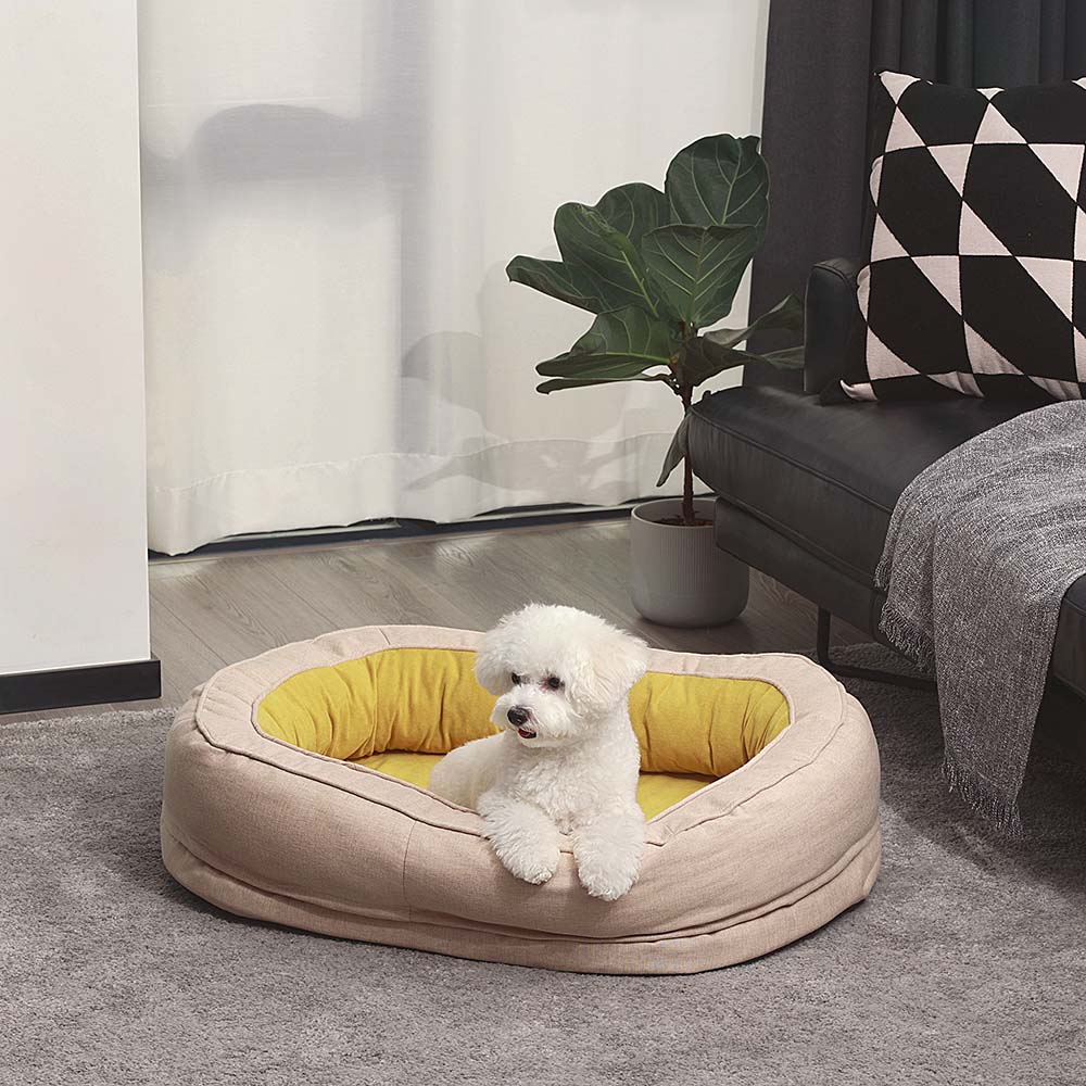 Ganzjähriger Hundebettbezug Donutform, Polyester, waschbar, gemütlich und atmungsaktiv.