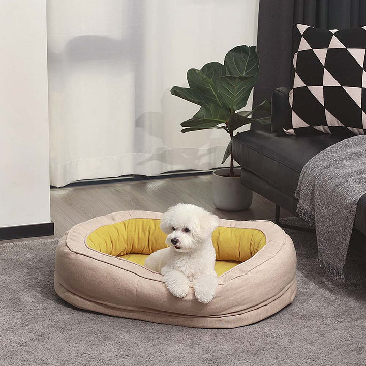 Ganzjähriger Hundebettbezug Donutform, Polyester, waschbar, gemütlich und atmungsaktiv.