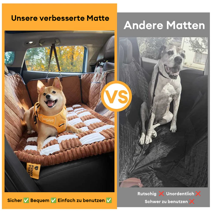 Hundeautositz-Erweiterung: weiche, rutschfeste Chenille-Hundedecke für entspannte Fahrten.