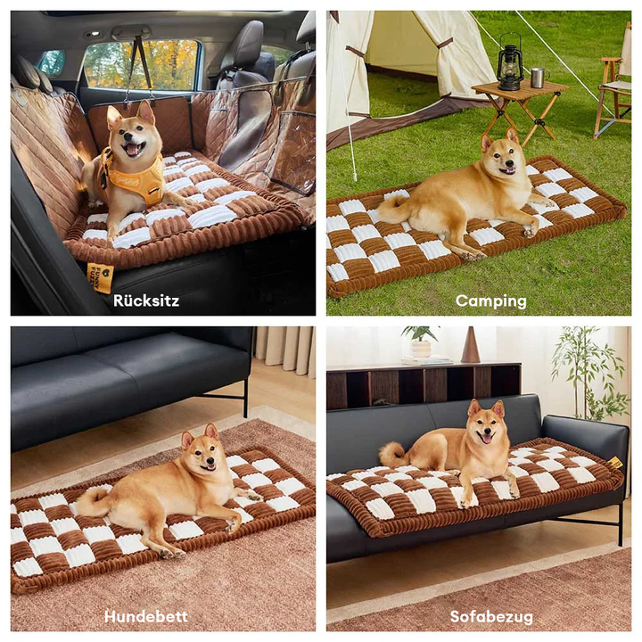 Schützende Autositzverlängerung für Hunde, waschbar und rutschfest, für mehr Platz.