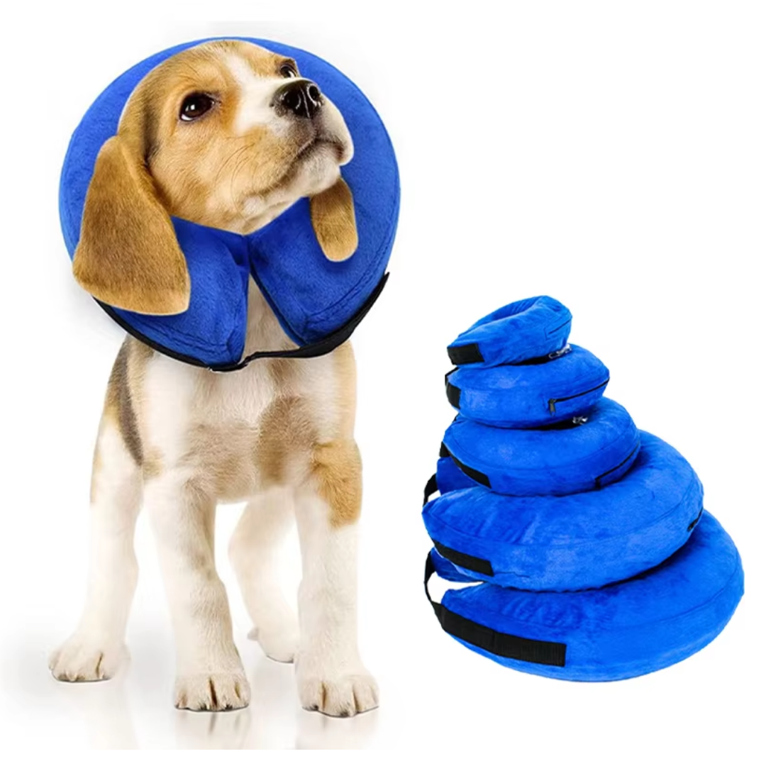 Aufblasbarer Schutzkragen für Hunde & Katzen zur sanften Genesung. Verhindert Lecken von Wunden & fördert Heilung.