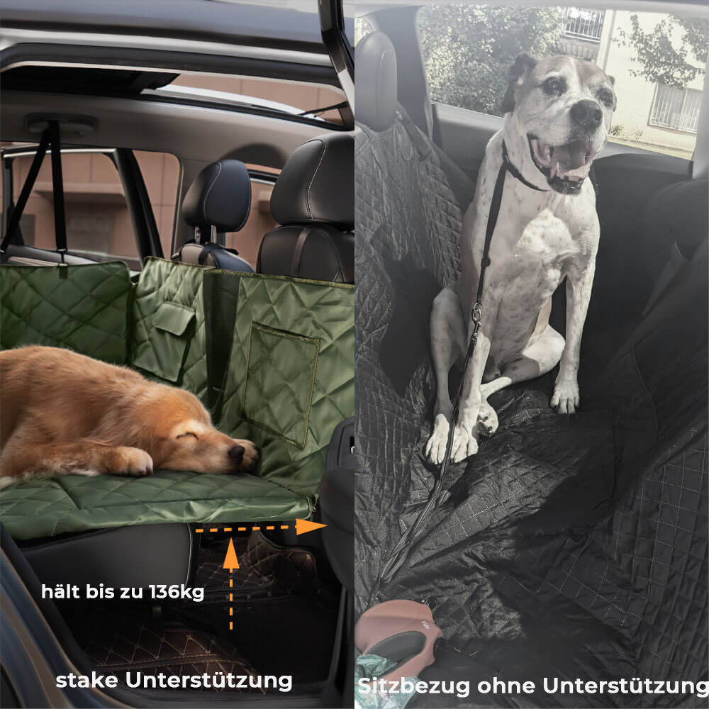 Hunderücksitzverlängerung als robustes Hundebett, vollflächiger Schutz gegen Schmutz und Kratzer.