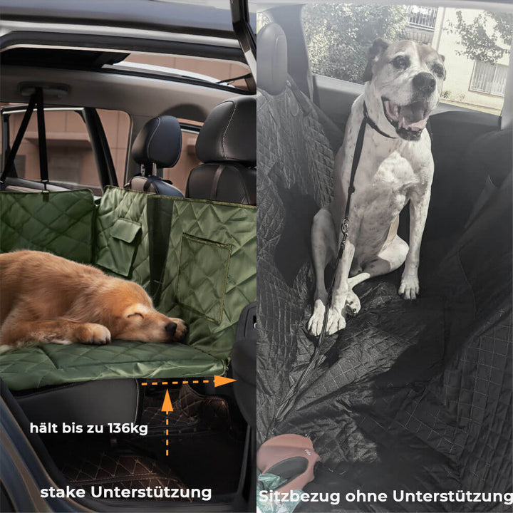 Hunderücksitzverlängerung als robustes Hundebett, vollflächiger Schutz gegen Schmutz und Kratzer.