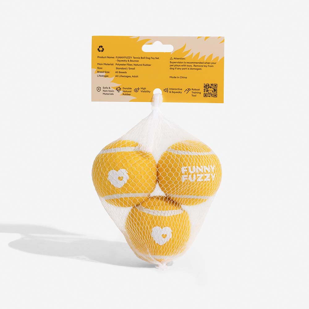 Dynamischer Hundespielzeug Tennisball mit Quietscher & hoher Sprungkraft für energiegeladene Spiele.