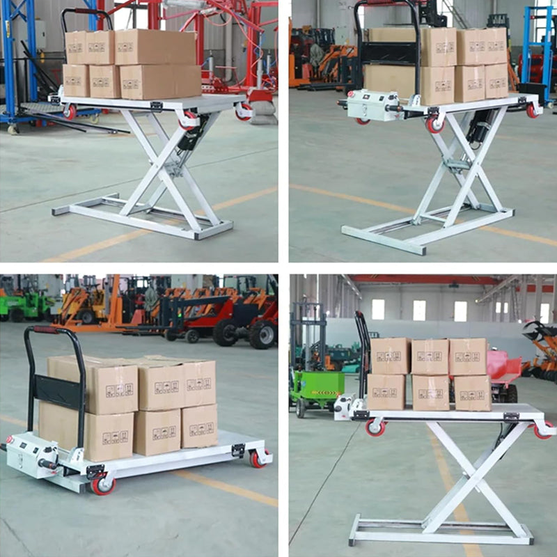 Sichere hydraulische Hubplattform 300 kg. Ergonomisches Heben & Senken von Lasten per Fußpedal.