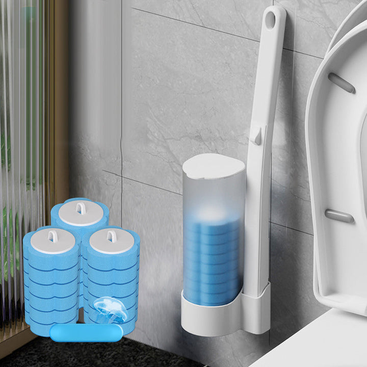 WC-Reinigung leicht gemacht: Hygienische Toilettenbürste mit Einweg-Schwammköpfen für makellose Ergebnisse.