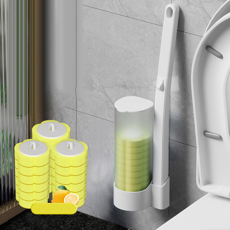 Dieses Badezimmerzubehör reinigt hygienisch: Toilettenbürste mit wegwerfbaren Schwammköpfen für Frische.