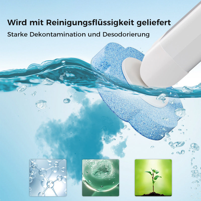 Gründliche WC-Reinigung mit dieser Hygienetoilettenbürste und effektiven Einweg-Schwammköpfen.