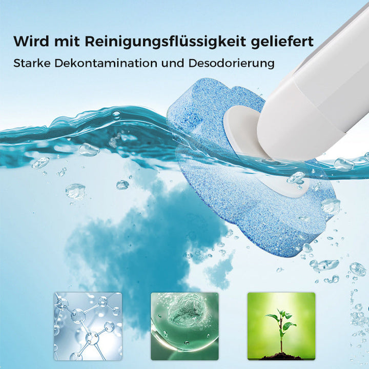 Gründliche WC-Reinigung mit dieser Hygienetoilettenbürste und effektiven Einweg-Schwammköpfen.