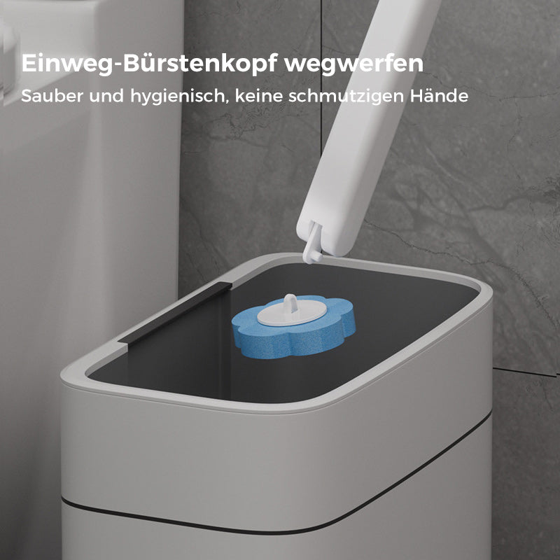 Strahlende Sauberkeit im WC dank dieser hygienischen Bürste mit Einweg-Schwammköpfen für effektive Reinigung.