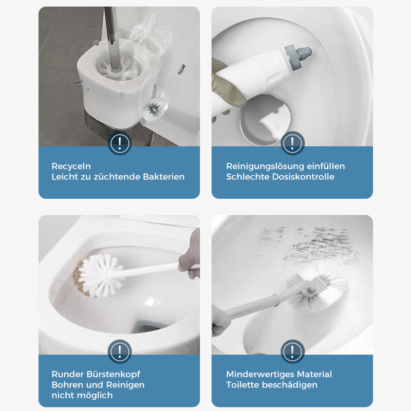 Mühelose WC-Reinigung mit der hygienischen Toilettenbürste und austauschbaren Einweg-Schwammköpfen.