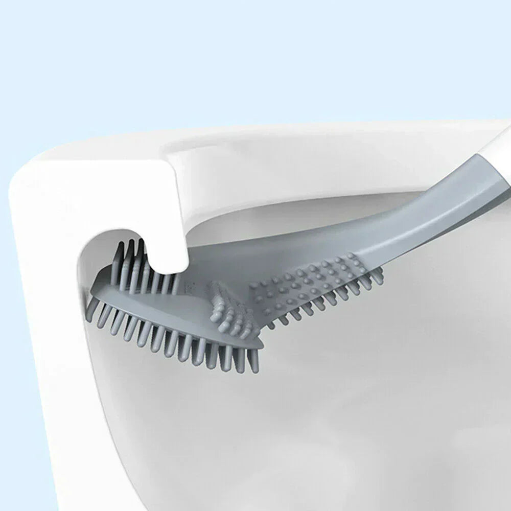 L-förmige Toilettenbürste für Tiefenreinigung unter dem Rand. Inklusive Halter, wandmontierbar.