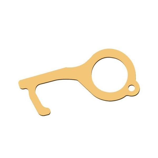 Praktisches Hygiene-Gadget aus Messing: Türöffner, Taster und Stylus in einem.