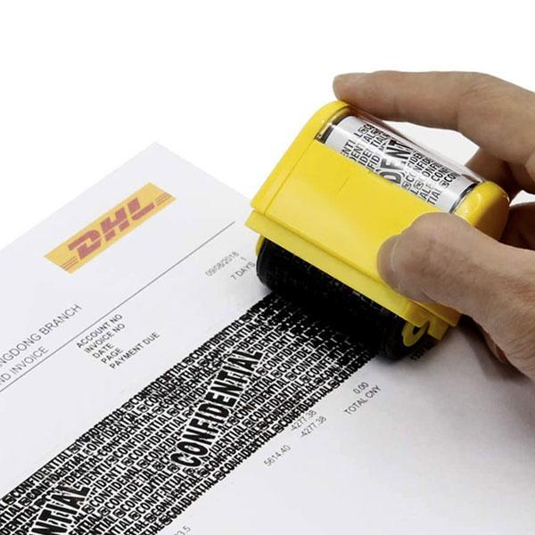 Sicherheits-Rollerstempel für Dokumentenschutz; schützt Identität und Privatsphäre zuverlässig vor Missbrauch.