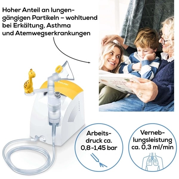Kompressor Inhalator für Kinder, sichere Atemwegstherapie bei Asthma & Erkältung für Babys und Kleinkinder.