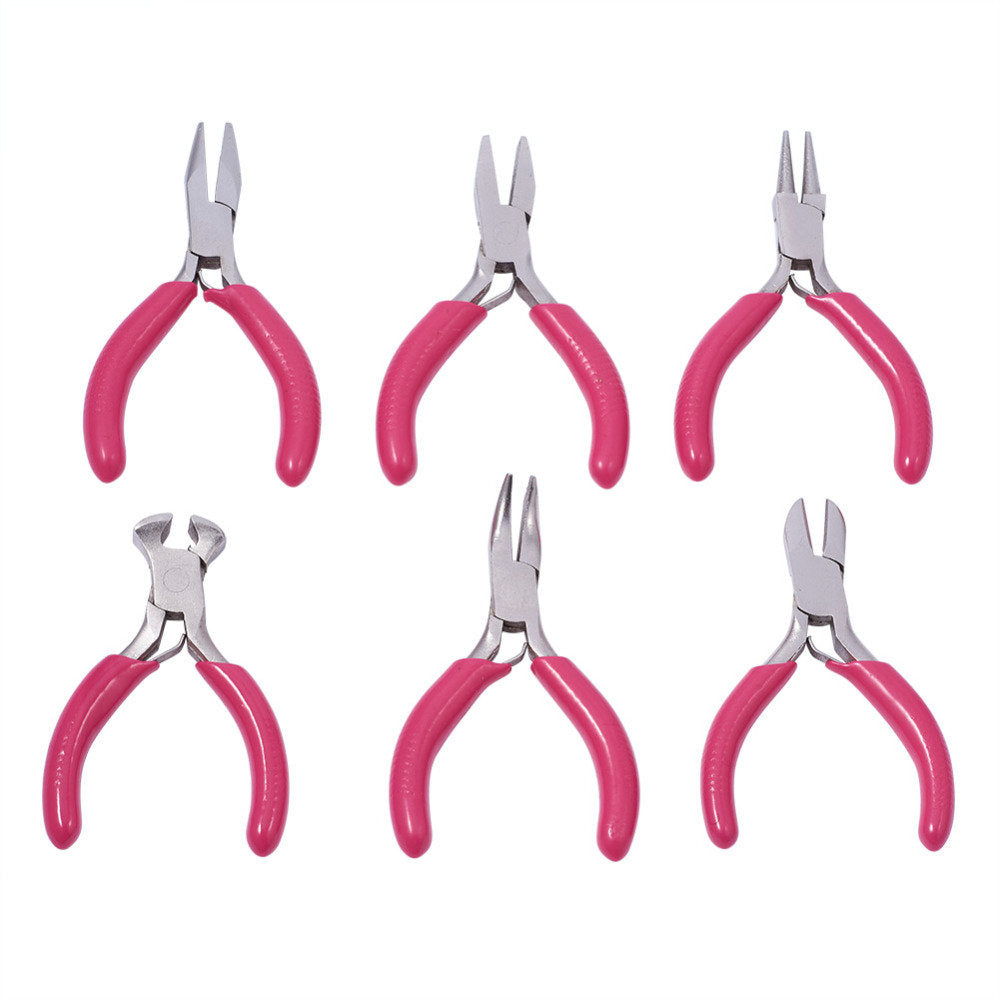 Rosa Mini-Zangen-Set für präzise Schmuckherstellung, Basteln und feine Handwerksarbeiten.