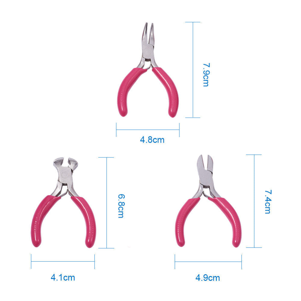 Praktisches rosa Zangen-Set für Hobbys, zum Basteln und für filigrane Schmuckreparaturen.