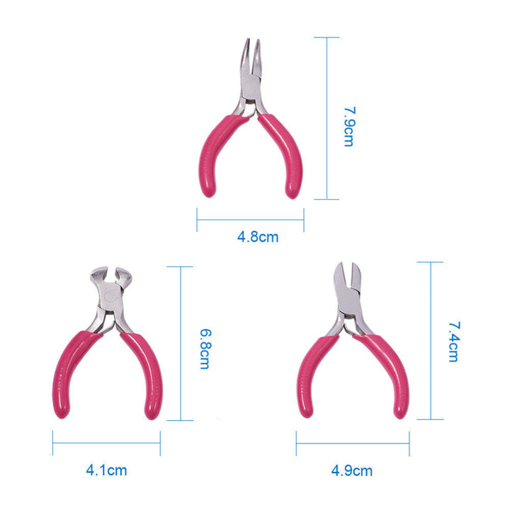 Praktisches rosa Zangen-Set für Hobbys, zum Basteln und für filigrane Schmuckreparaturen.