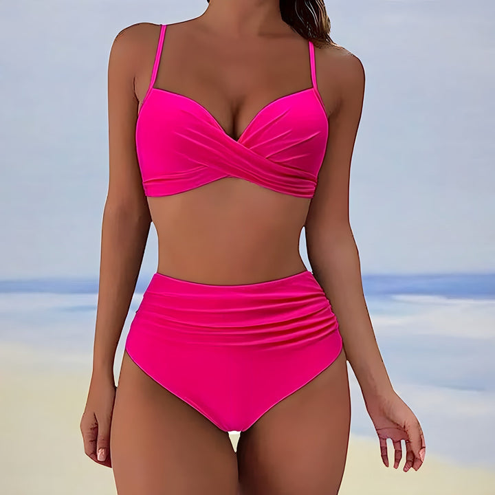 Figurschmeichelnder Damen High-Waist Bikini, Zweiteiler. Elegante Bademode für Sommer, Strand & Pool.