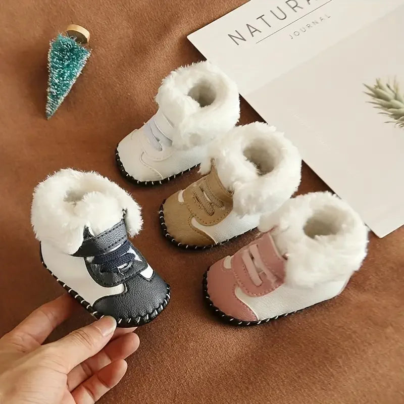 Kuschelig warme Baby-Winterschuhe halten kleine Füße bei Outdoor-Abenteuern behaglich. Perfekt für den Winter.
