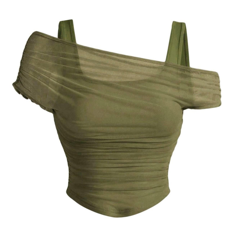 Damen Asymmetrisches Ein-Schulter Top mit Korsett-Design. Taillenbetontes figurbetontes Abendtop.