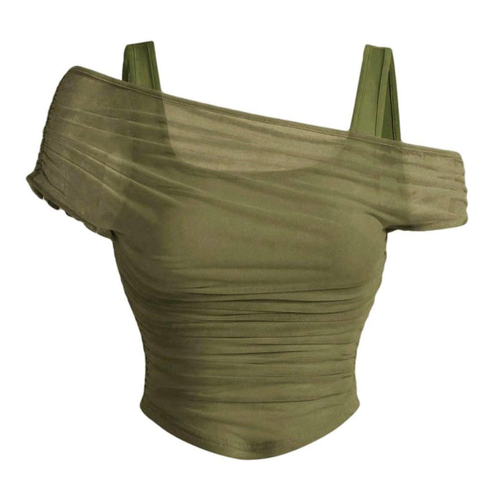 Damen Asymmetrisches Ein-Schulter Top mit Korsett-Design. Taillenbetontes figurbetontes Abendtop.