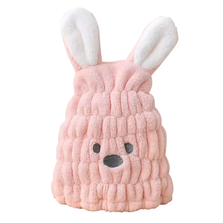 Süße Hasenohren-Badekappe, schnelltrocknend & saugfähig. Stylisches Haarpflege-Accessoire für Kinder & Erwachsene.