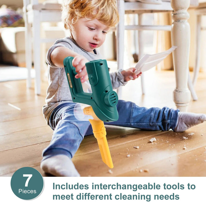 Interaktiver Mini-Staubsauger für Kinder, fördert Motorik & Rollenspiel. Perfektes Lernspielzeug.