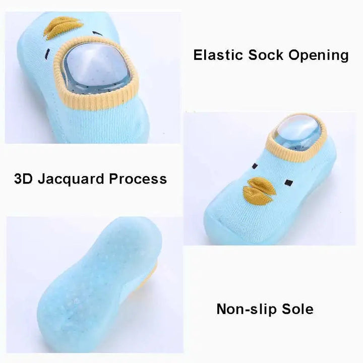 Rutschfeste Kindersocken als Hausschuhe für sicheres Spielen drinnen. Weich und flexibel.
