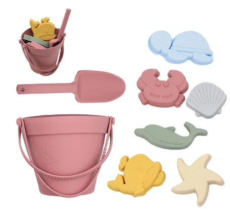 Faltbares Silikon Strandspielzeug Set für Kinder. Robuster Sandeimer für Sandkasten & Strand, BPA-frei, Outdoor Spielzeug.