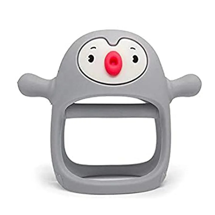 Praktischer Beißring blau, aus BPA-freiem Silikon, ideal als Babyspielzeug zur Beruhigung beim Zahnen.