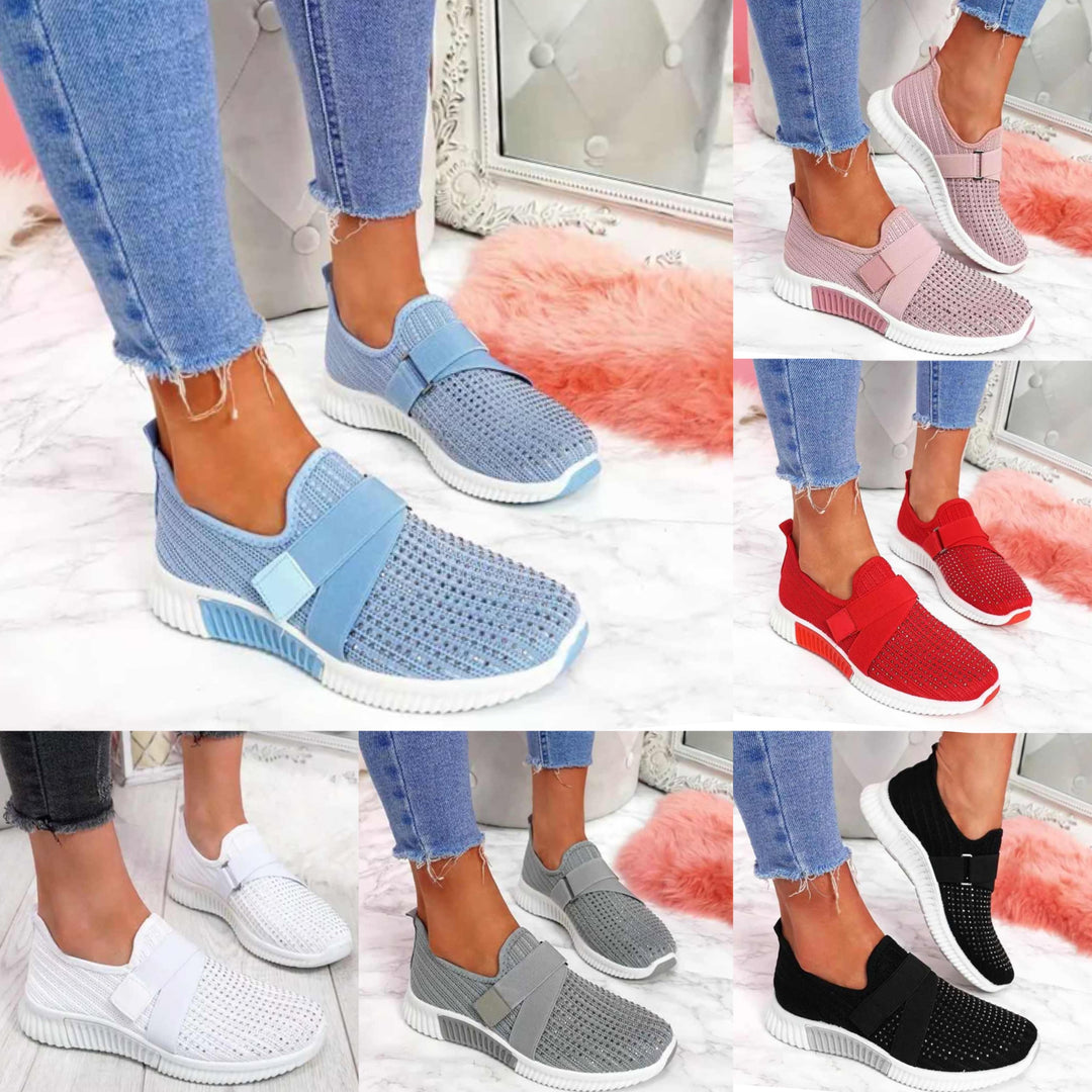 Mesh-Obermaterial Nahaufnahme: Atmungsaktive Mesh-Damen-Sneaker für optimalen Komfort im Sommer und Alltag.