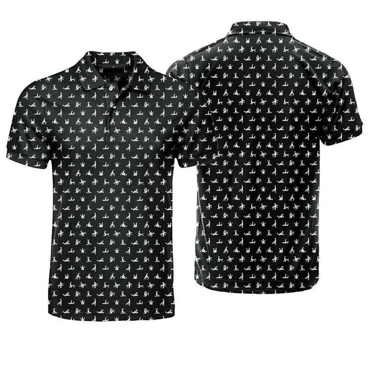 Herren Freizeit Poloshirt weiß mit Print; slim fit, bequem & modern. Atmungsaktiv & stretch.