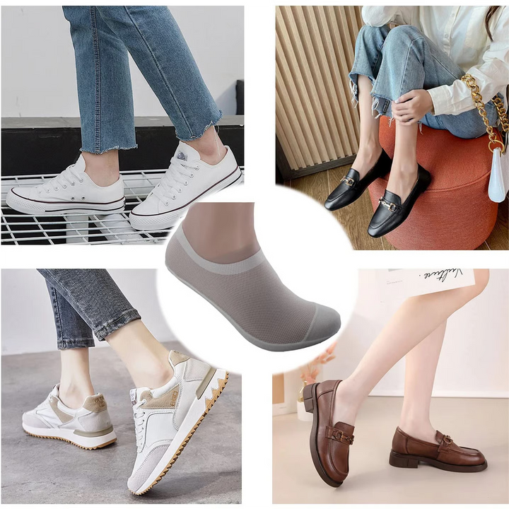 Alltagssocken: 4er-Set Unisex No-Show-Socken, rutschfest & atmungsaktiv. Unsichtbar für Sneaker-Komfort.