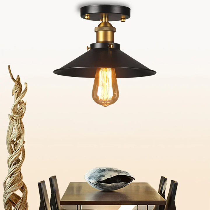 Vintage Deckenlampe aus Metall und Glas im Industriestil. Perfekte Beleuchtung für Ihr Zuhause.