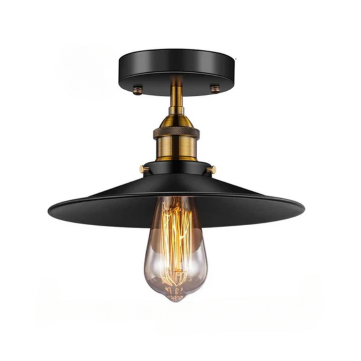 Retro-Deckenleuchte 'vailora260406' mit Metallkäfig & Glas. Ideal für modernes & industrielles Interieur.