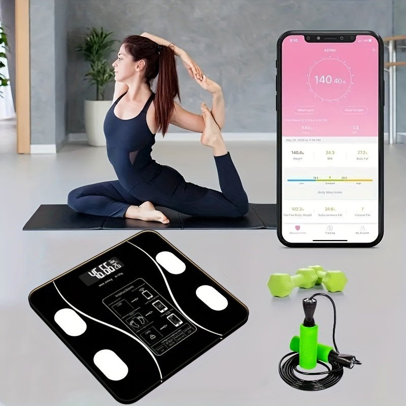 Körperanalysewaage mit Bluetooth: Misst Körperfett, Muskelmasse, Wasseranteil, BMI. Optimiert Ihre Gesundheitsziele.