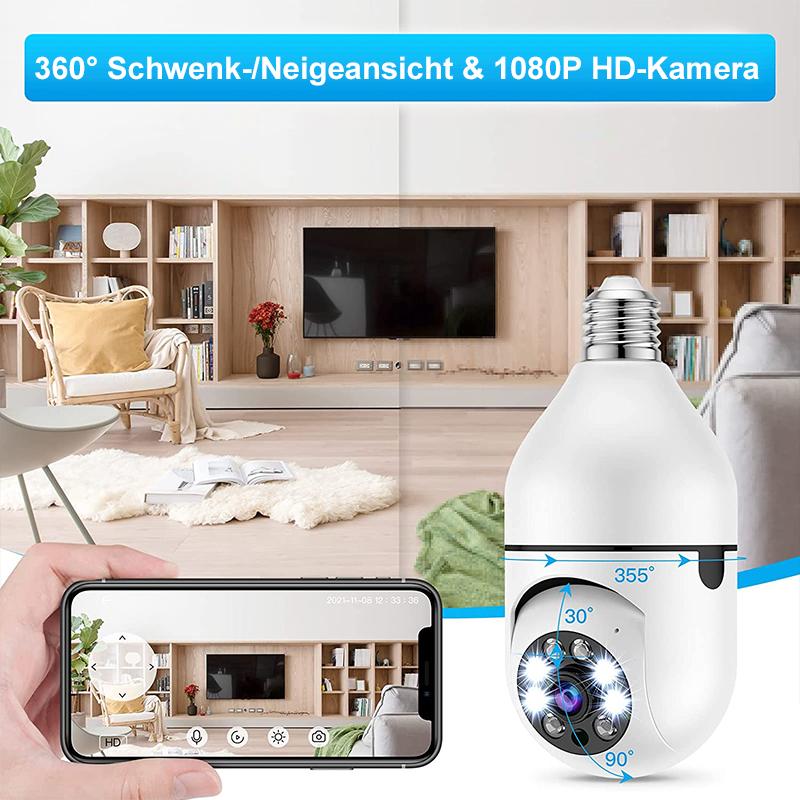 Smart Home IP Kamera mit Bewegungserkennung, Nachtsicht und Fernzugriff für Sicherheit.