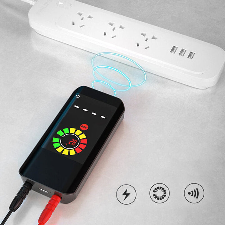 Detailansicht: Smartes Multimeter mit klarem Display & Drehschalter für verschiedene Messbereiche.