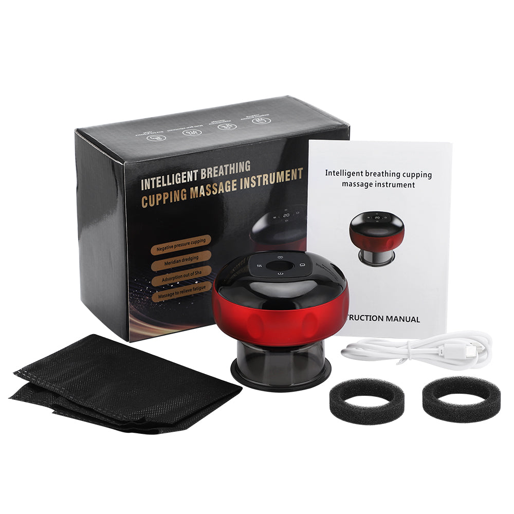 Modernes Elektro Cupping mit Rotlicht zur Förderung der Regeneration & Entspannung.
