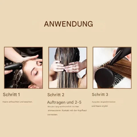 Cremige Haarkur im Tiegel für intensive Reparatur, Glanz & Geschmeidigkeit bei strapaziertem Haar.