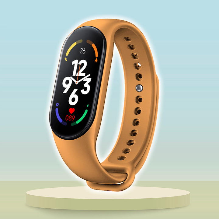 Die Kinder Fitnessuhr in Draufsicht, zeigt das anpassbare Zifferblatt und das weiche Armband für Komfort.