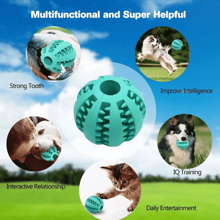 Zahnreinigungs-Kauspielzeug aus Gummi für Hunde, unterstützt Zahnpflege und gesunde Zähne beim Spielen.